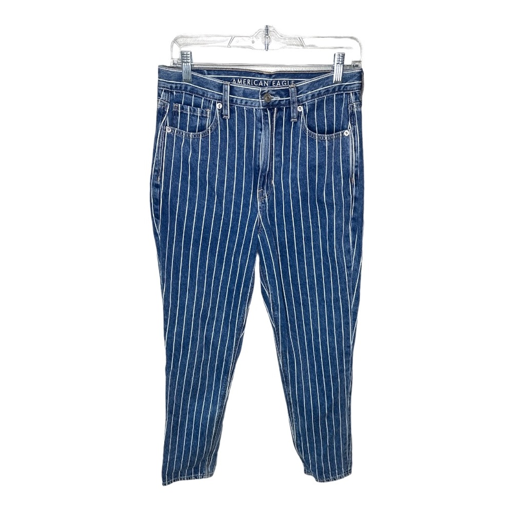AEO Mom Jean White Stripes Size 6